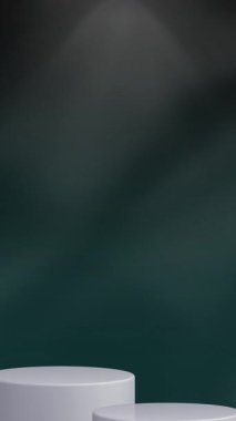 4K hareketli animasyon arka planı bir podyumu aydınlatan, ödül, sunum veya performans temalı görseller için mükemmel bir spot ışığını gösteriyor.