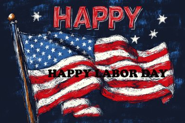 Koyu mavi arkaplanda yıldızlı Amerikan bayrağı sallıyor. Vatanseverlik, özgürlük ve Amerikan ruhunu eşsiz, kırsal bir tarzda çağrıştırıyor..