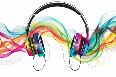 Canlı bir illüstrasyon, dinamik, çok renkli dalga desenleriyle sarmalanmış şık kulaklıklar sergiliyor. Tasarım, müzik ve sesin akışını, görsel olarak çekici ve enerjik bir estetik yaratmayı öneriyor. Kulaklıklar parlak bir kurşunla yapılmış.