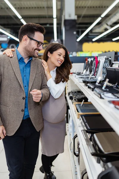 Beautiful Happy Middle Age Couple Buying Consumer Tech Products Modern — Stock fotografie
