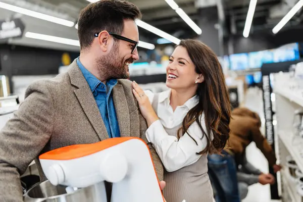 Beautiful Happy Middle Age Couple Buying Consumer Tech Products Modern — ストック写真