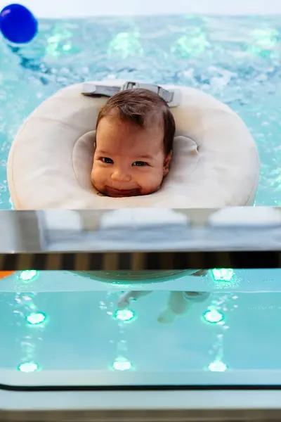 Small Child Baby Swimming Having Pleasant Time Physical Therapy Session Stock Image
