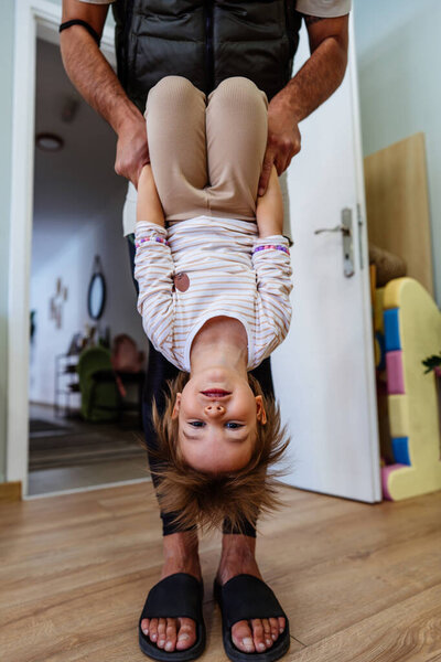 Adorable Girl Enjoys Physical Therapy Sessions Qualified Therapist Specialized Children Stock Image