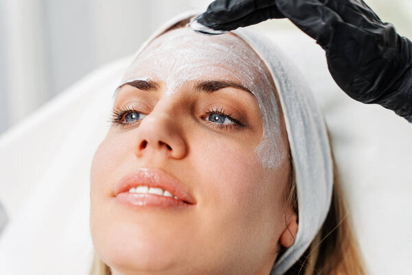 Beautiful Brunette Woman Patient Preparing Medical Beauty Treatment Botulinum Toxin Stock Image