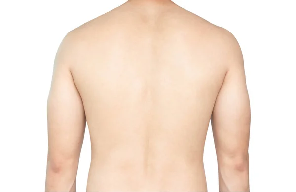 Rücken Des Mannes Auf Weißem Hintergrund Schönheit Gesunde Hautpflege Für — Stockfoto