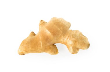 Ot ve medikal ürün kavramı için beyaz arka plan üzerinde taze zencefil kökü