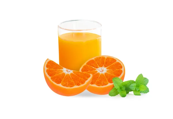 Fresh Orange Fruit Orange Juice Isolated White Background — Stock Photo, Image
