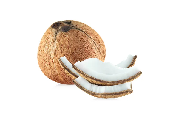 从白色背景分离出来的椰子 — 图库照片