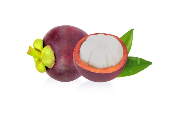Fresh Mangosteen Fruit Isolated White Background — Stock Photo, Image