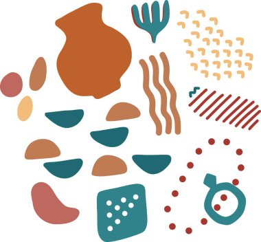 Dünya 'daki şekillerin soyut dizilimi sıcak ton vektör illüstrasyonu