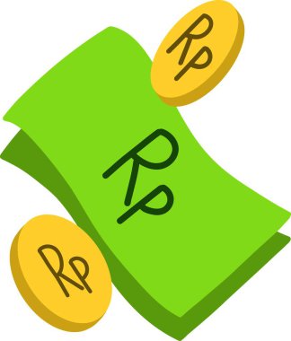 kağıt para ve para Endonezya rupiah para birimi vektör çizimi düz tasarım
