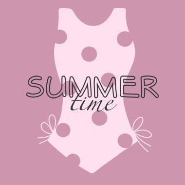 Yaz zamanı afişleri, tebrik kartları, indirimli posterler, tatil kapakları. Tipografide moda tasarımı, pastel renklerde elle boyanmış mayo. Modern sanat minimalist tarzı.