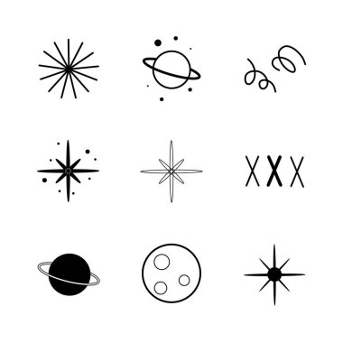 Gezegen galaksi ikonları vektör çizimi