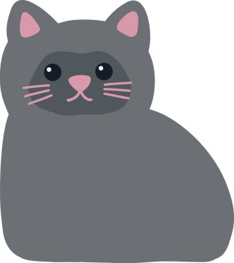 Yüzünde koyu kürk olan sevimli gri kedi. Aylaklık yapıyor.