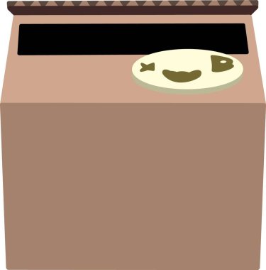 Balık düğmesi illüstrasyonlu renkli karton kutu biçimi