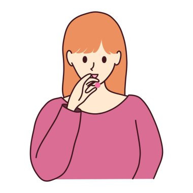 Şeker yiyen ya da ilaç tasarımı çizimi yapan genç bir kadından alıntı yap.