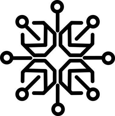 Geometrik Teknoloji İlham Veren Kar Tanesi Tasarımı Devre Elementleri Dijital Ağ, Yenilik ve Teknoloji Konsepti Siyah Çizgi Sanatında