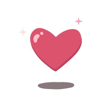 Pembe kalp pırıl pırıl, düzenlenebilir vektör tasarımı çizimi ile zıplıyor.