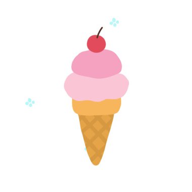 İki katmanlı pembe dondurma, vişneli zıplama ve buz gibi soğuk animasyon tasarımı.