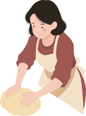 Hamur yoğurma kadın izole şeffaf arkaplan düzenlenebilir vektörü