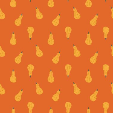 Minimalist sonbahar balkabağı sarısı, turuncu, tereyağlı balkabağı, kabağı çizimi, temalı, pürüzsüz desen vektörü.