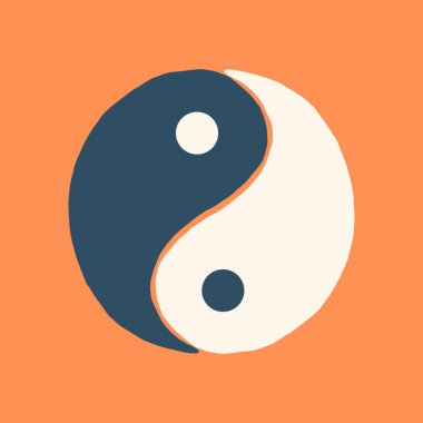 Yin yang basit minimalist tasarım illüstrasyon vektörü