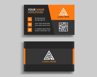 Geliştiriciler ve Girişimler için QR Kodu ile Siyah ve Turuncu Tasarım Teknoloji Kartı Şablonu