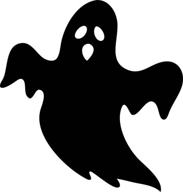 Çığlık atan Hayalet 'in basit siyah silueti. Abartılı özellikleri olan bir hayaletin stilize edilmiş siyah silueti. Özellikle de açık ağızlı bir çığlık..