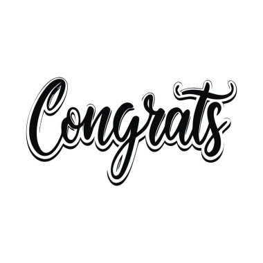 Tebrik ederim. El el yazısı, el yazısı, tebrik yazısı. Beyaz arkaplanda izole edilmiş web tasarımı için vektör simgesi. El çizimi stili tebrik mesajı. Vektör el yazısı tipografi. 