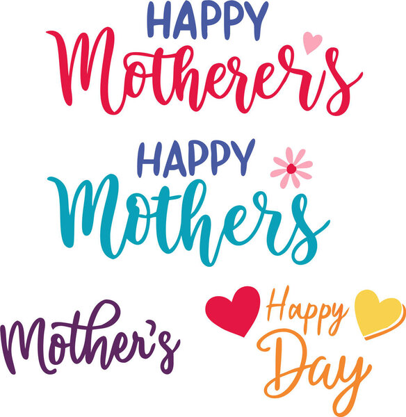 Happy Mothers Day lettering . Handmade calligraphy vector illustration. Mother's day card.Mothers Day, heart. One solid line and text. for greeting card design
