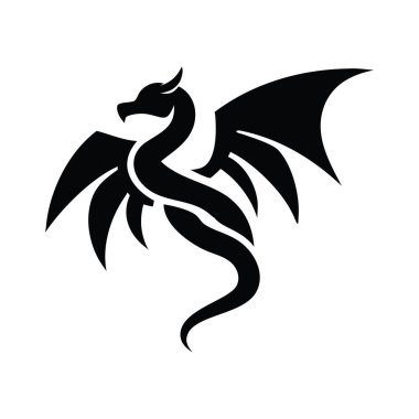 Kabile tasarımı için cesur ejderha silueti. Kabile tasarımı içinde güçlü, stilize edilmiş bir ejderha silueti..