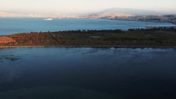 Letecký Pohled Městský Les Inciralti Celkový Výhled Město Izmir Při — Stock video