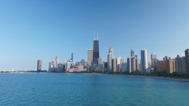 Scatto Epico Dal Lago Michigan Alla Vista Panoramica Chicago Fotocamera — Video Stock