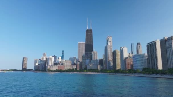 Scatto Epico Dal Lago Michigan Alla Vista Panoramica Chicago Fotocamera — Video Stock