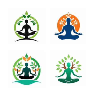Minimalist ve zarif yoga logo vektör çizimi, sağlıklı markalar, meditasyon merkezleri, fitness stüdyoları ve bütünsel sağlık işleri için mükemmel. Çok yönlü kullanım için ölçeklenebilir biçimlerde kullanılabilir.