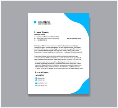 Renkli iş antetli şablon tasarımı. Mavi ve yeşil renkli yaratıcı antetli şablon tasarımı. A4 antetli şablon tasarımı. modern antet tasarım şablonu.