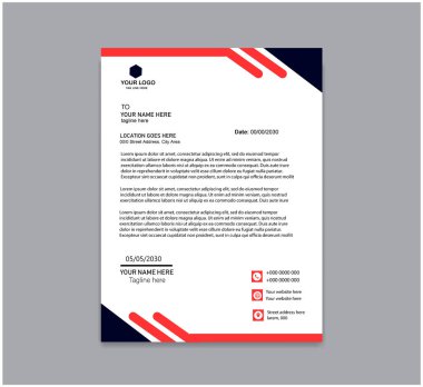 Kırmızı ya da mavi renkli modern şirket antetli tasarım şablonu. yaratıcı soyut antet tasarım şablonu