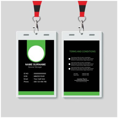 Basit Düz Mavi Dalga Kimlik Kartı Tasarımı, Profesyonel Kimlik Şablonu