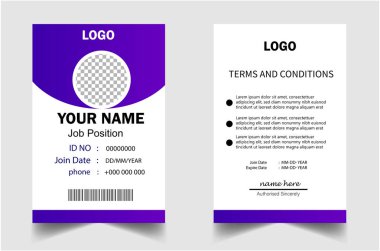 Modern and clean business id card template. professional id card design template with blue and yellow color. corporate modern business id card design template. Company employee id card template.