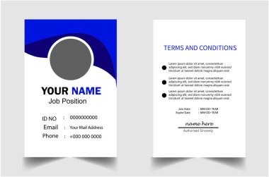 Modern and clean business id card template. professional id card design template with blue and yellow color. corporate modern business id card design template. Company employee id card template.