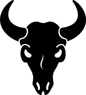 Bufalo kafatası ikonu silueti. Simple Black and White Bison Kurukafa Silueti. Cesur, koyu siyah siluet bir bizon kafatası.