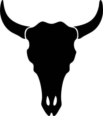 Bufalo kafatası ikonu silueti. Simple Black and White Bison Kurukafa Silueti. Cesur, koyu siyah siluet bir bizon kafatası.