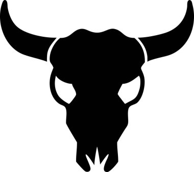Bufalo kafatası ikonu silueti. Simple Black and White Bison Kurukafa Silueti. Cesur, koyu siyah siluet bir bizon kafatası.