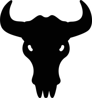 Bufalo kafatası ikonu silueti. Simple Black and White Bison Kurukafa Silueti. Cesur, koyu siyah siluet bir bizon kafatası.