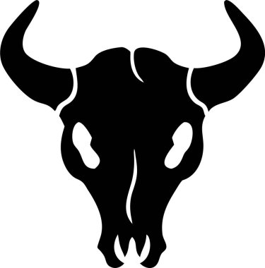 Bufalo kafatası ikonu silueti. Simple Black and White Bison Kurukafa Silueti. Cesur, koyu siyah siluet bir bizon kafatası.