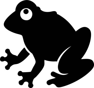 frog icon silhouette. Simple Silhouette of a Frog. A stylized, solid black silhouette of a frog.  clipart