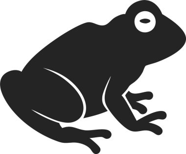 Kurbağa ikonu silueti. Basit bir kurbağa silueti. Şekil verilmiş, koyu siyah bir kurbağa silueti.. 