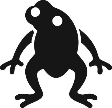 Kurbağa ikonu silueti. Basit bir kurbağa silueti. Şekil verilmiş, koyu siyah bir kurbağa silueti.. 