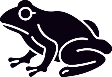 Kurbağa ikonu silueti. Basit bir kurbağa silueti. Şekil verilmiş, koyu siyah bir kurbağa silueti.. 