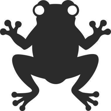 Kurbağa ikonu silueti. Basit bir kurbağa silueti. Şekil verilmiş, koyu siyah bir kurbağa silueti.. 